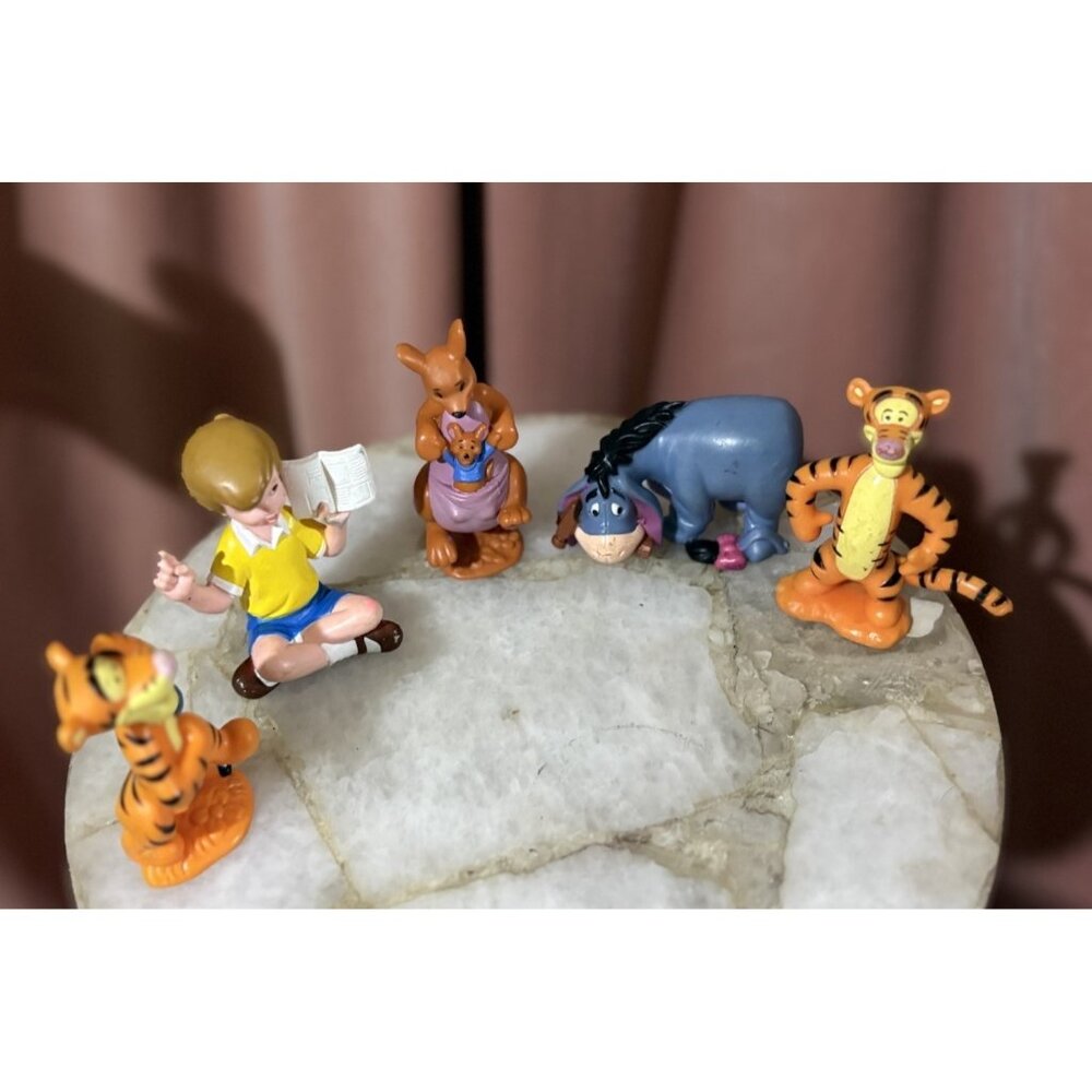 Disney Winnie the Pooh Mini Figurine Lot Tigger Eeyore Roo Christopher Robin VTG
